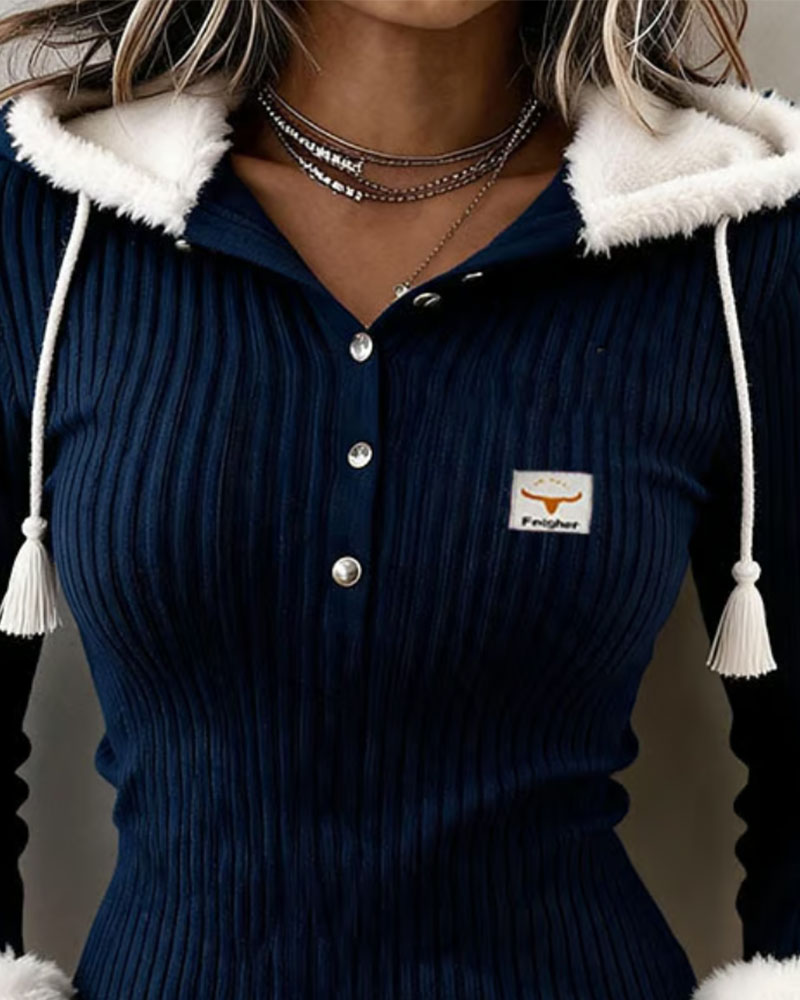 Haut Duveux Capuche Bouton