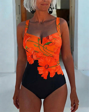 Maillot De Bain Une Pièce Vacances Col Carré