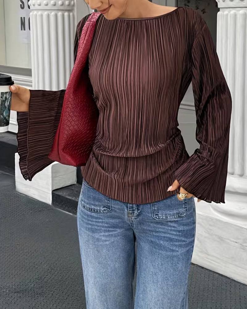 Blouse Uni Manches Évasées