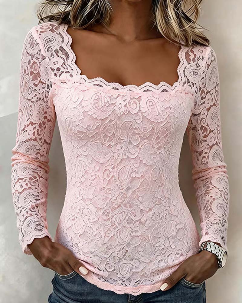 Chemisier Col Carré Dentelle Patchwork