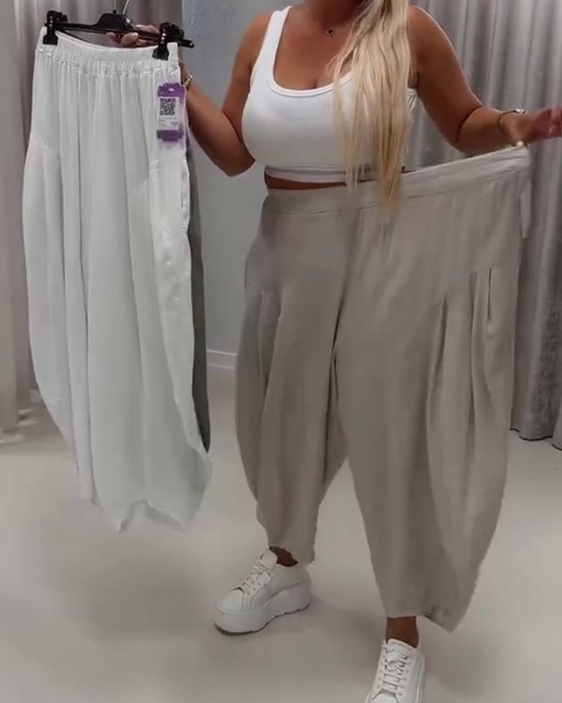Pantalon Taille Élastique Jambe Large Harem
