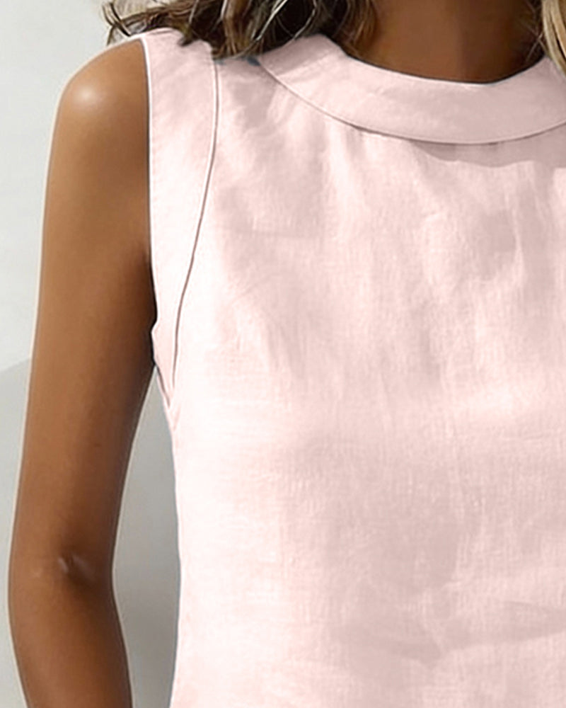 Chemisier Sans Col Sans Manches Élégant