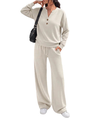 Ensemble Manche Longue Haut Jambe Large Pantalon