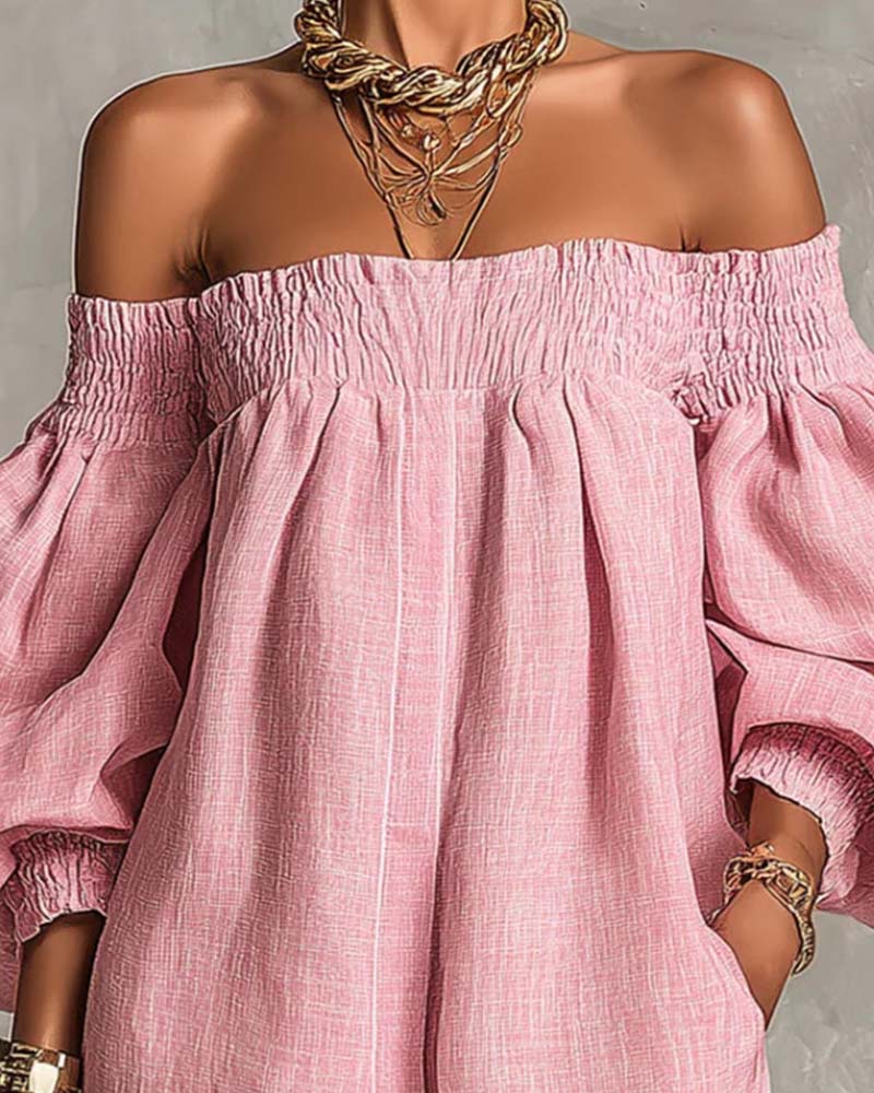 Robe Bandeau Élastique Manches Ballon