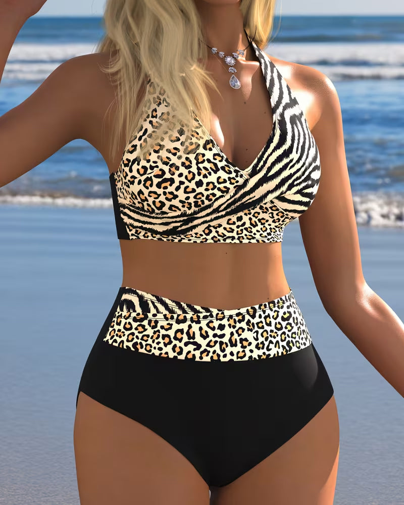 Bikini Taille Haute Léopard Zèbre Imprimé