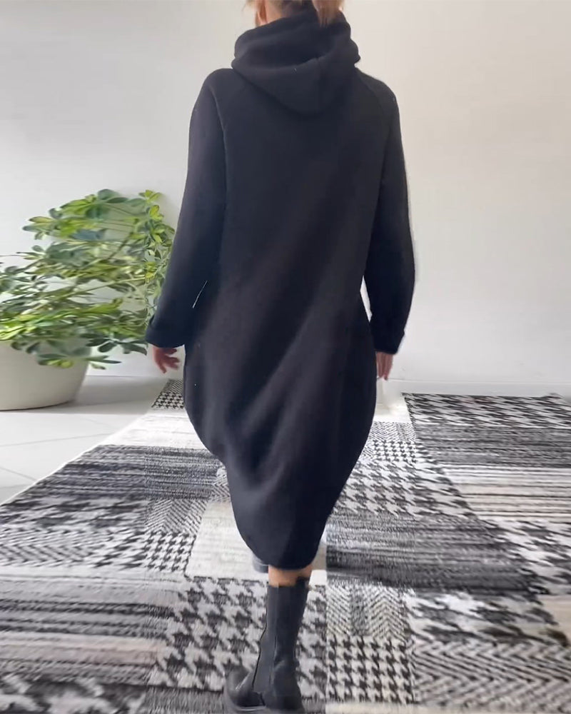 Robe à capuche décontractée de couleur unie