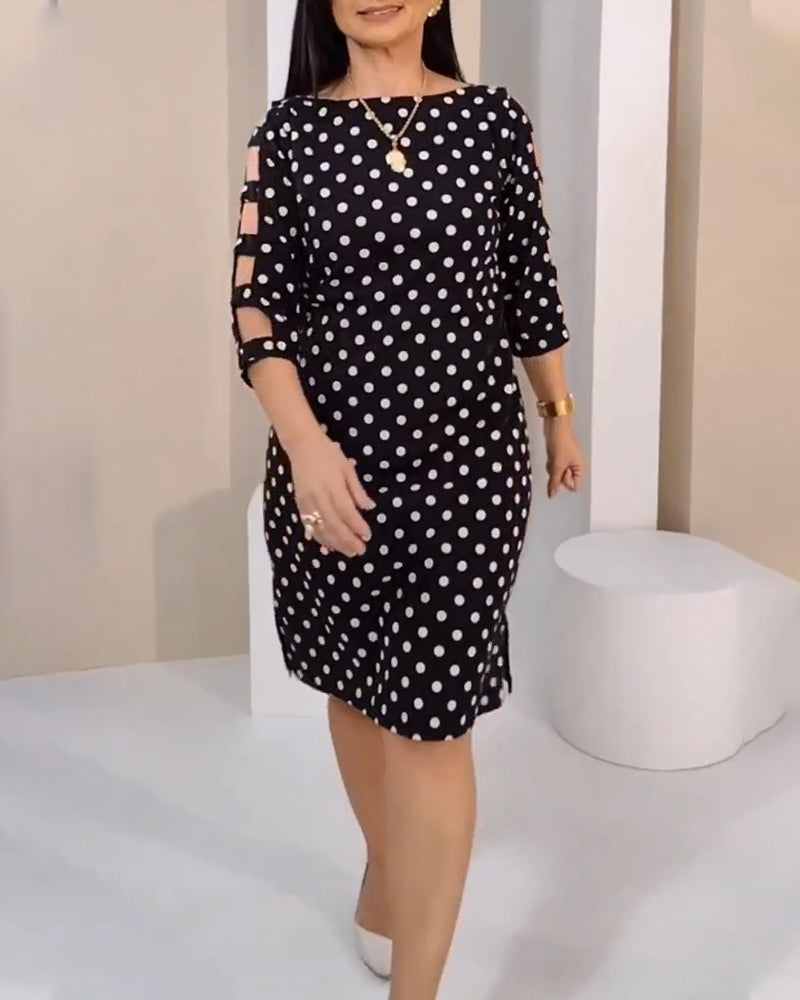 Robe Col Rond À Pois