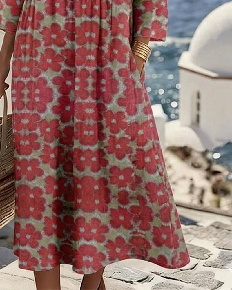 Robe à imprimé floral color block