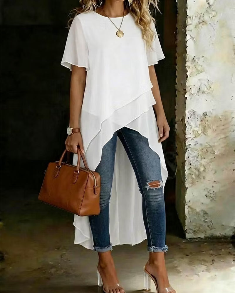 Blouse Irrégulière Double Couche