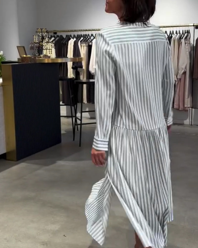 Robe Rayée Fente Côté Maxi