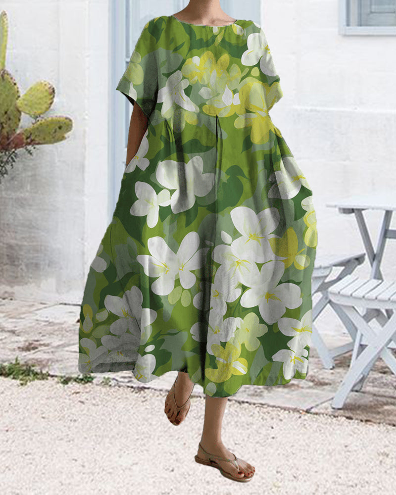 Robe ample imprimée à manches courtes