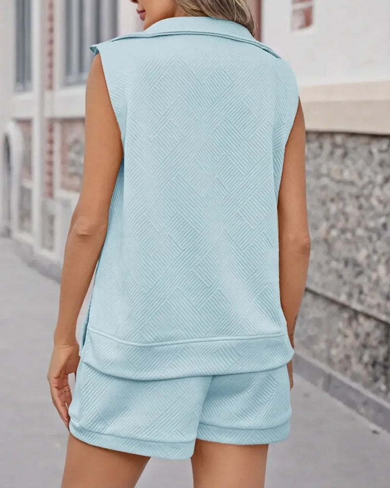 Ensemble Demi-Zip Haut Et Short Deux Pièces