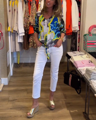 Blouse col V imprimé fleuri