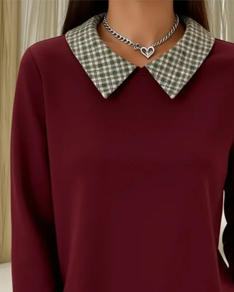 Sweat À Carreaux Patchwork Faux Deux-Pièces