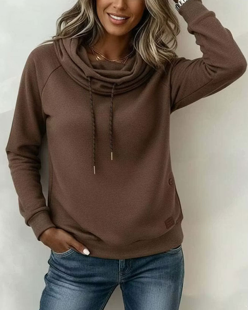 Sweatshirt Col Mock Attache Décontracté Pull