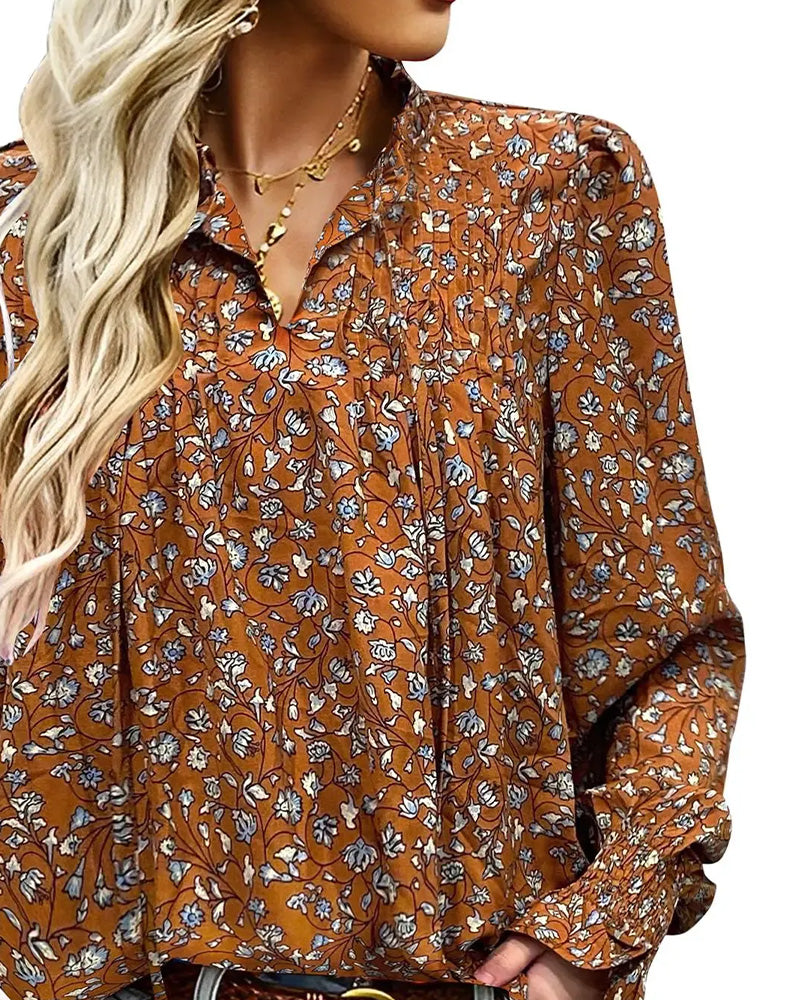 Blouse Manches Ballon Fleuries Manches Longues