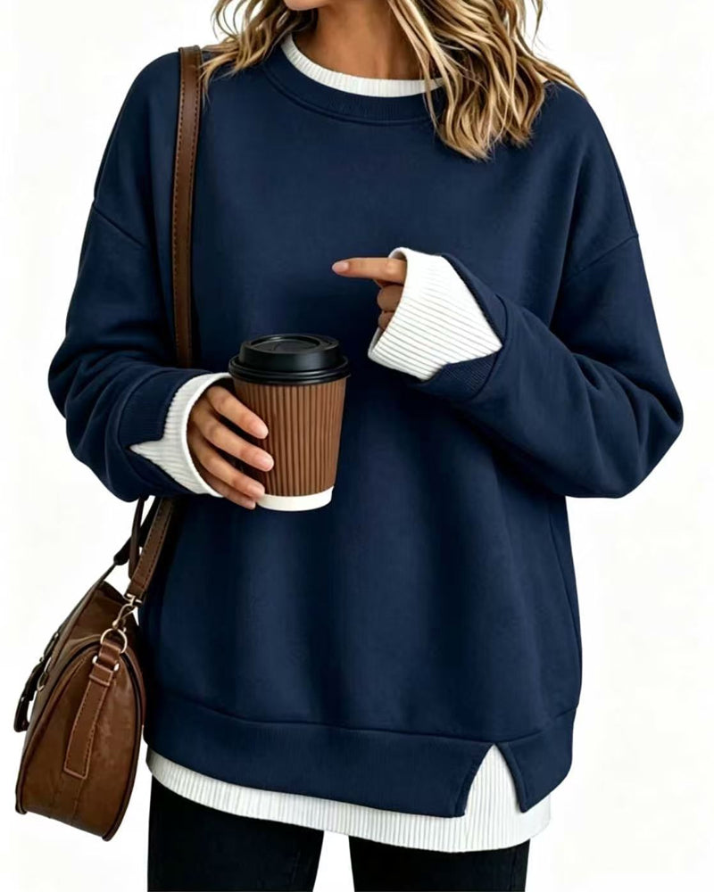 Sweat Faux Superposé Ample Manche Longue