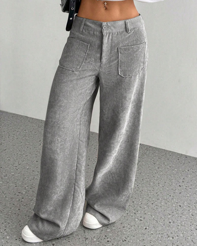 Pantalon Devant Dos Poche Unie Jambe Droite Long