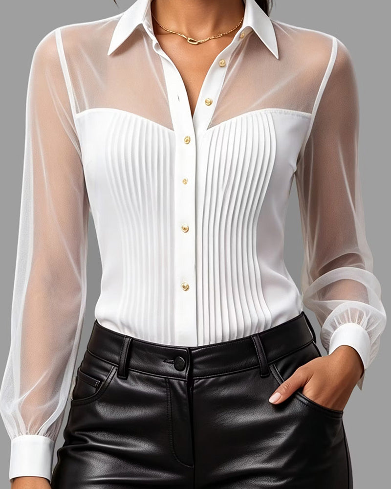 Chemise Bouton Décontractée Unie