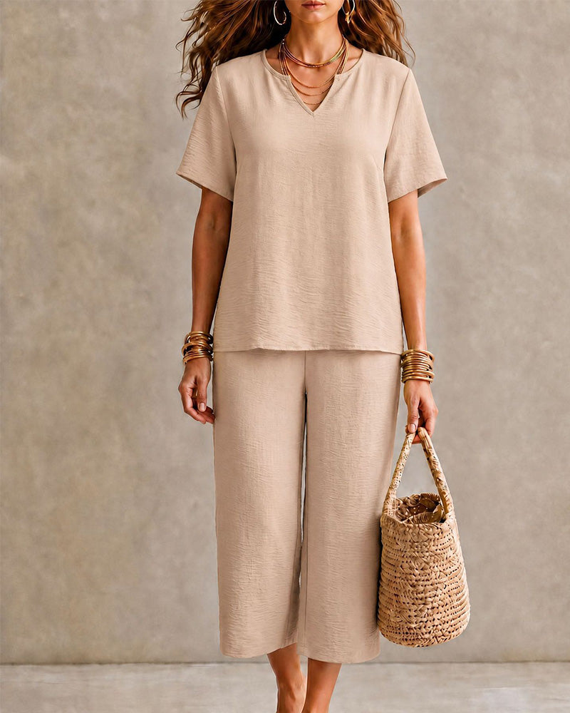Set Haut Manches Courtes Et Pantalon Raccourci