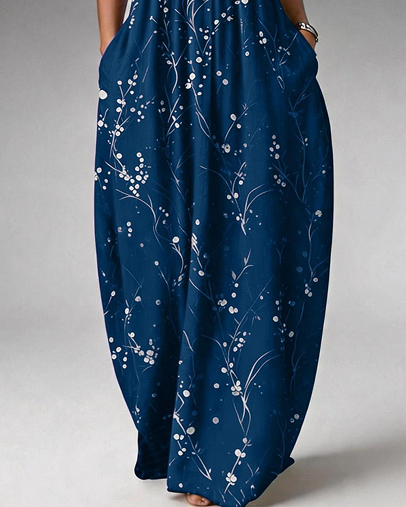 Robe Sans Manches Bouton Tricot Imprimé