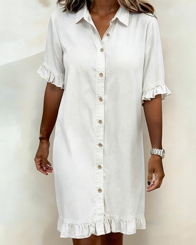 Robe Chemise En Denim À Volants