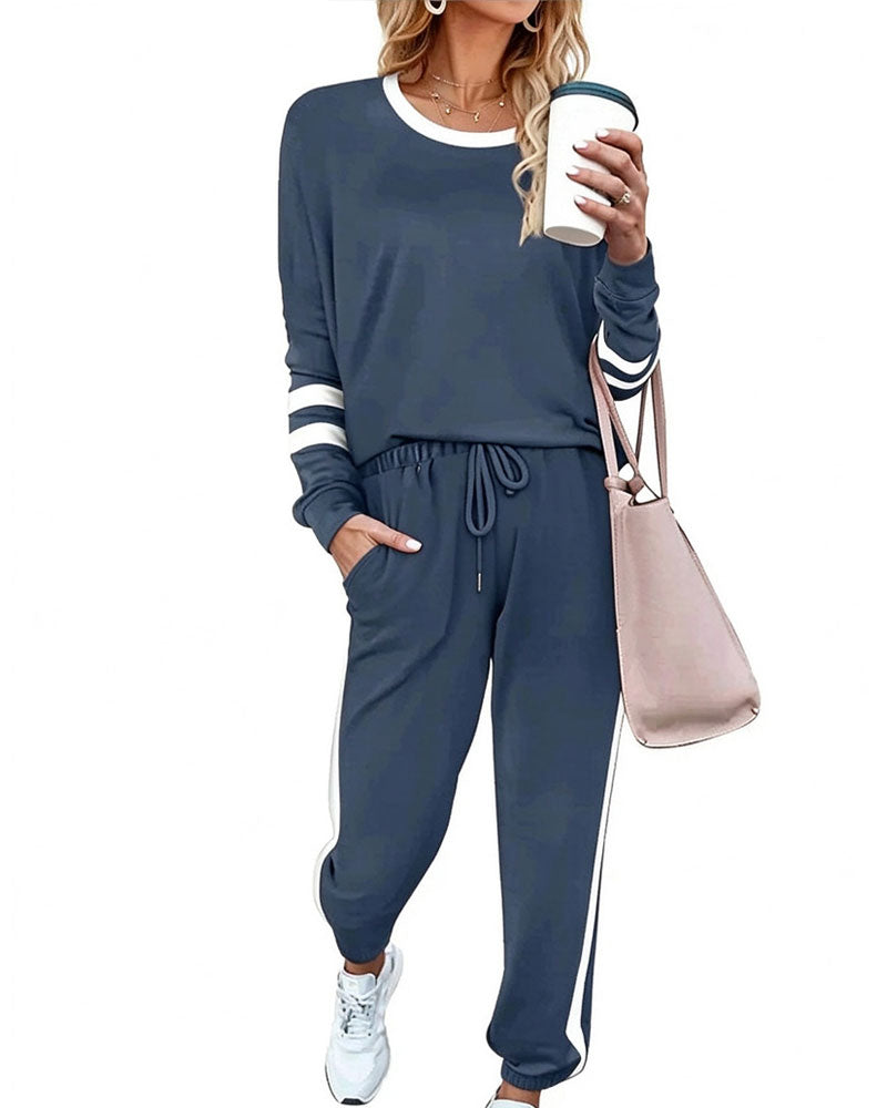Ensemble Col Rond Manches Longues Haut Pantalon De Jogging