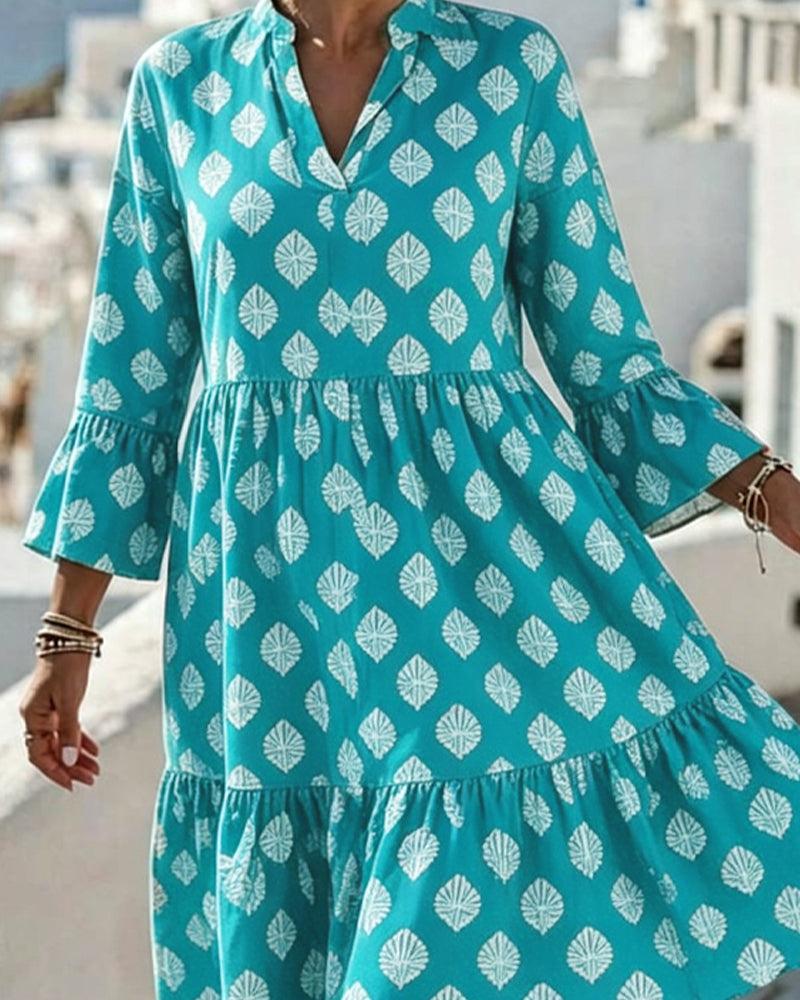 Robe Col V Imprimé