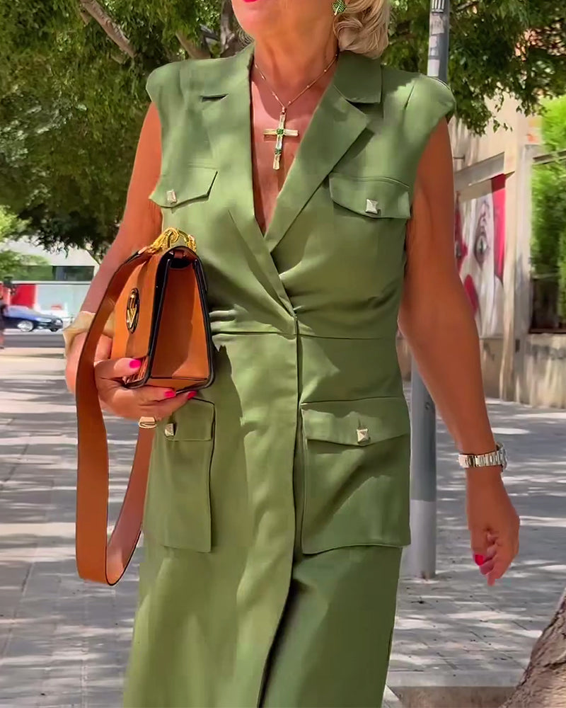 Robe décontractée de couleur unie, slim, longueur genou