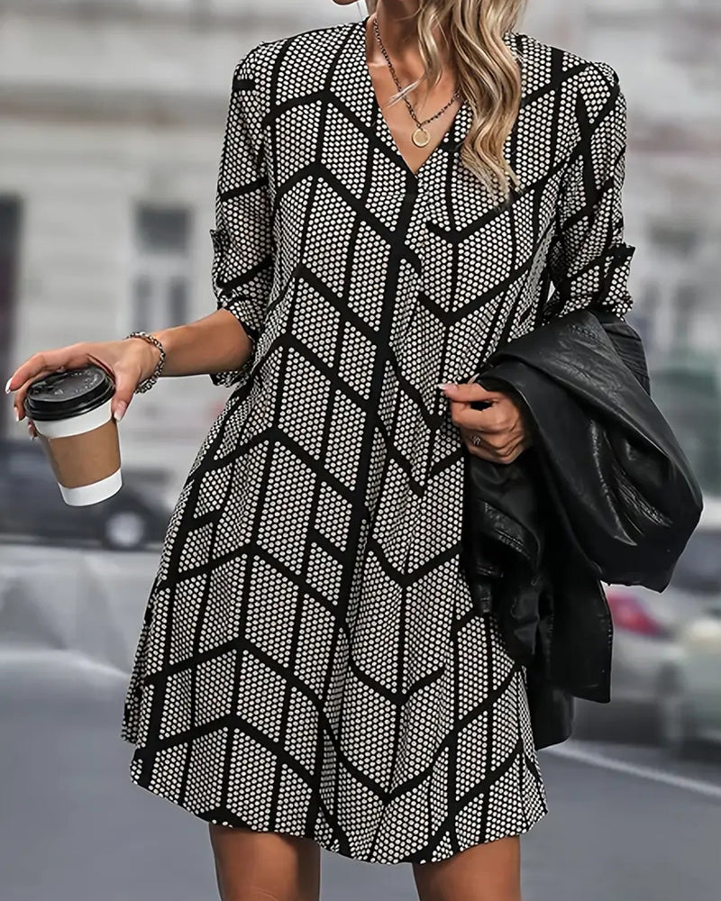 Robe Tendance Col En V À Pois