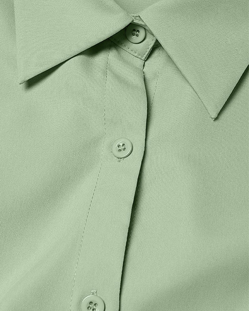 Robe A-Ligne Attache Taille Haute Bouton