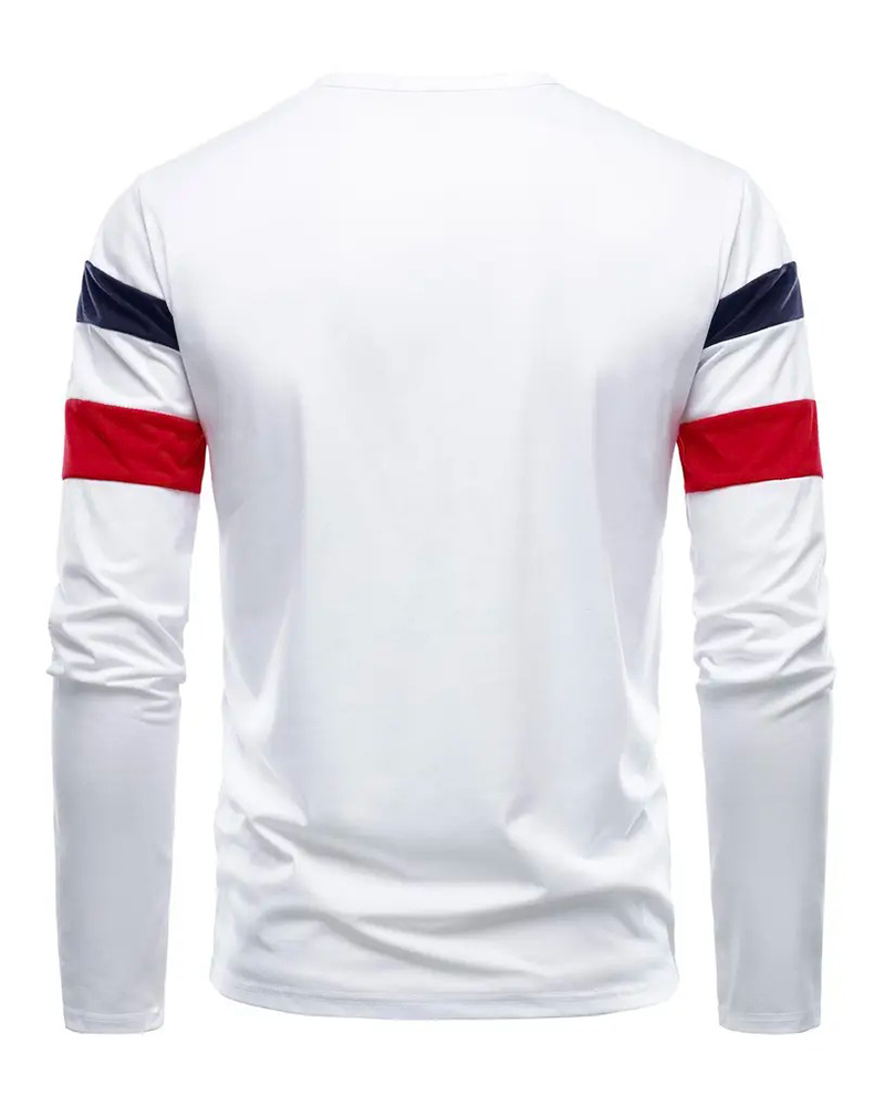 T-Shirt Col Rond Rayé Manches Longues Homme