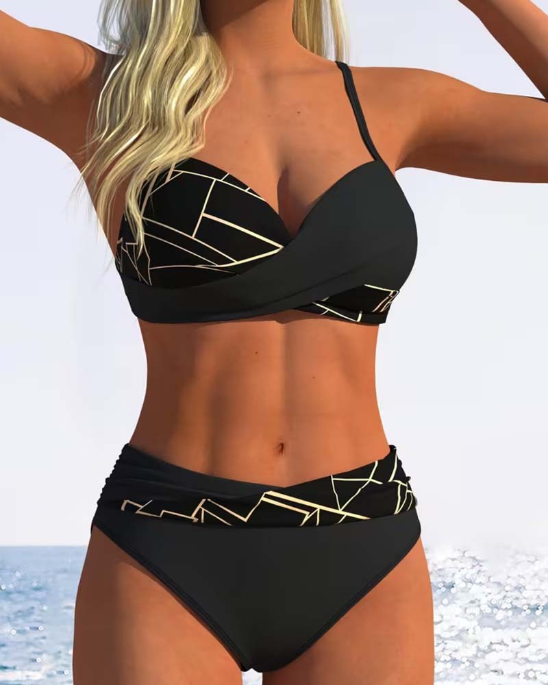 Bikini Bretelles Spaghetti Imprimé Croisé
