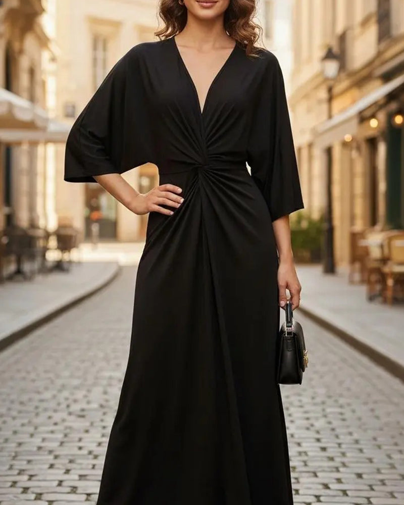 Robe Décontractée Unie À Col V