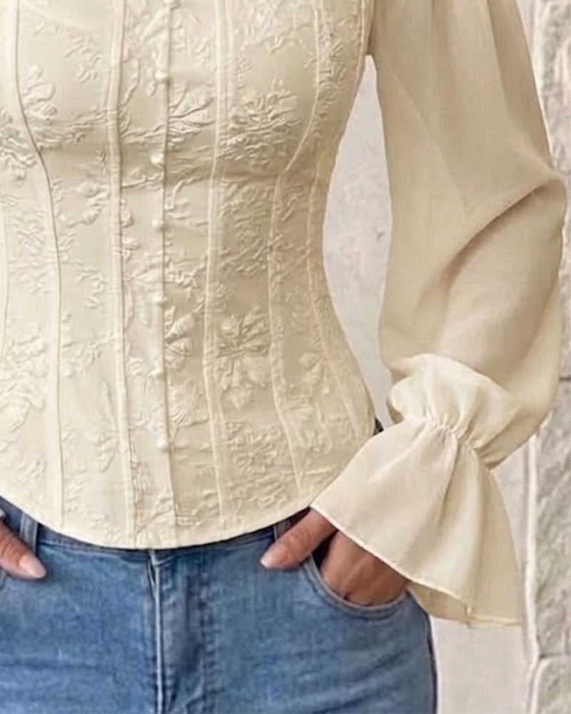Blouse Off-Épaule Manche Longue Taille