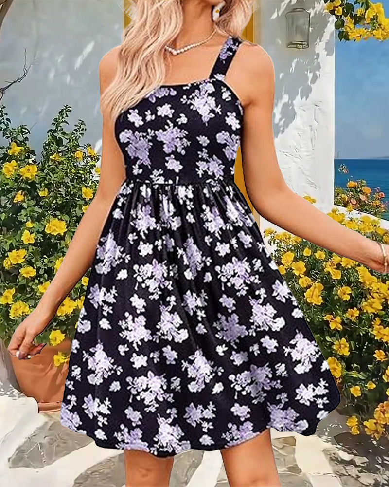 Robe Taille Haute Coupe Évasée (A-Line) Et Encolure Carrée