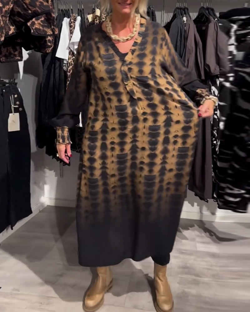 Robe dégradée manches longues col V