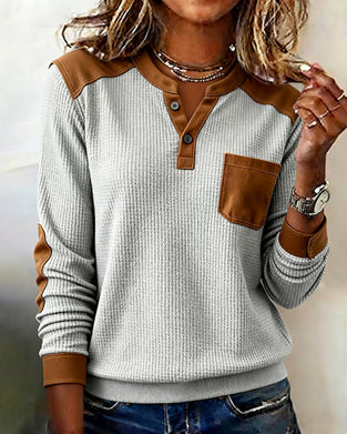 Sweat Éponge Casual Bloc de Couleur