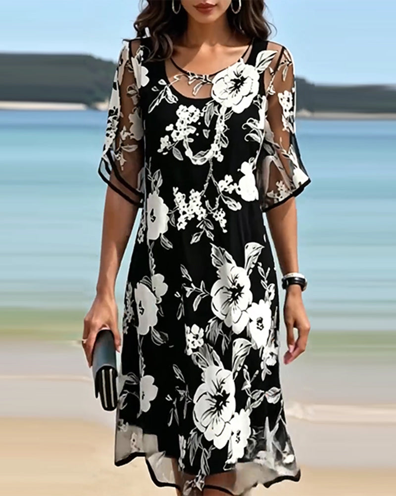 Robe Col Rond Floral