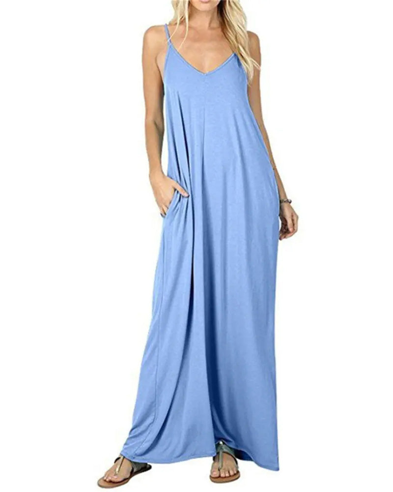 Robe Unie Lâche Poche Maxi