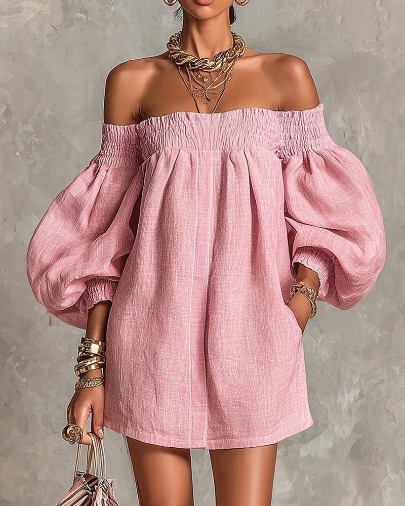 Robe Bandeau Élastique Manches Ballon