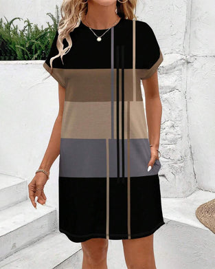 Robe Col Rond Mode Décontracté Imprimé