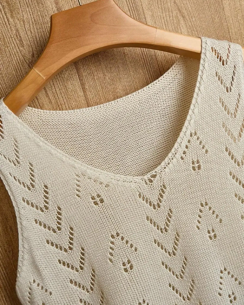 Pullover Col En V Découpe Sans Manches