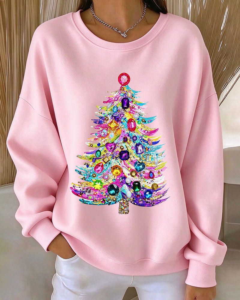 Haut Col Rond Pull Arbre De Noël