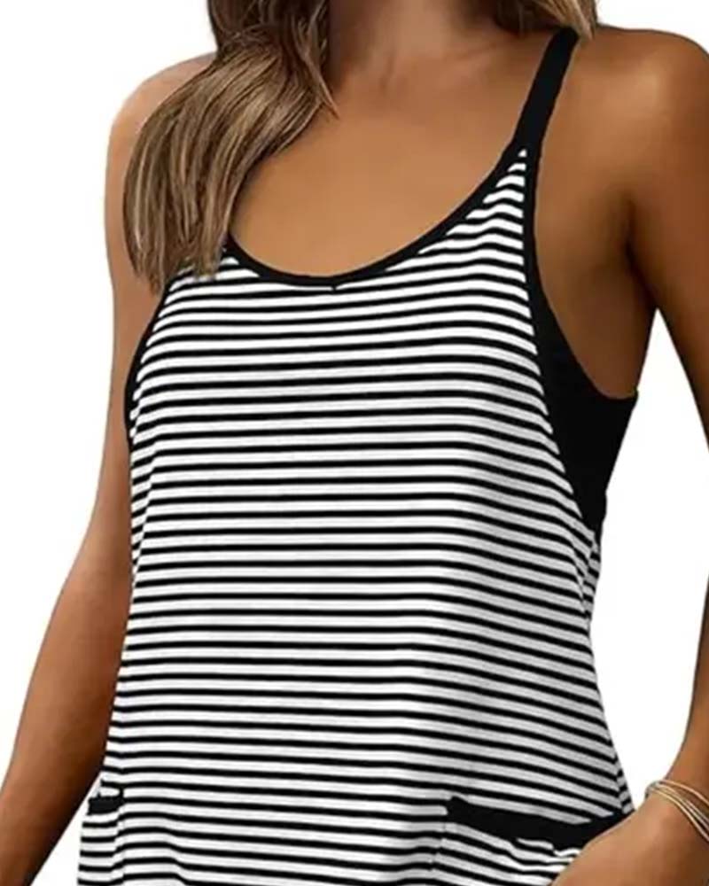 Combinaisons Rayées Sans Manches Camisole Décontractée