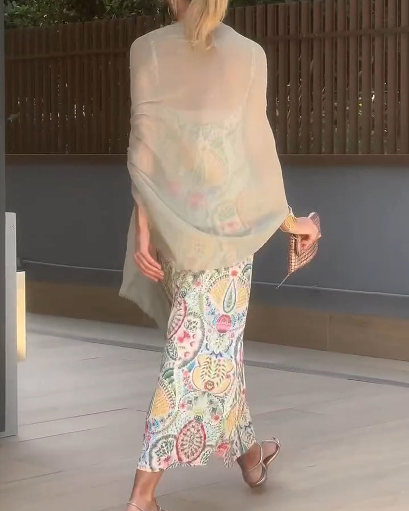 Robe Imprimée Bretelles Maxi
