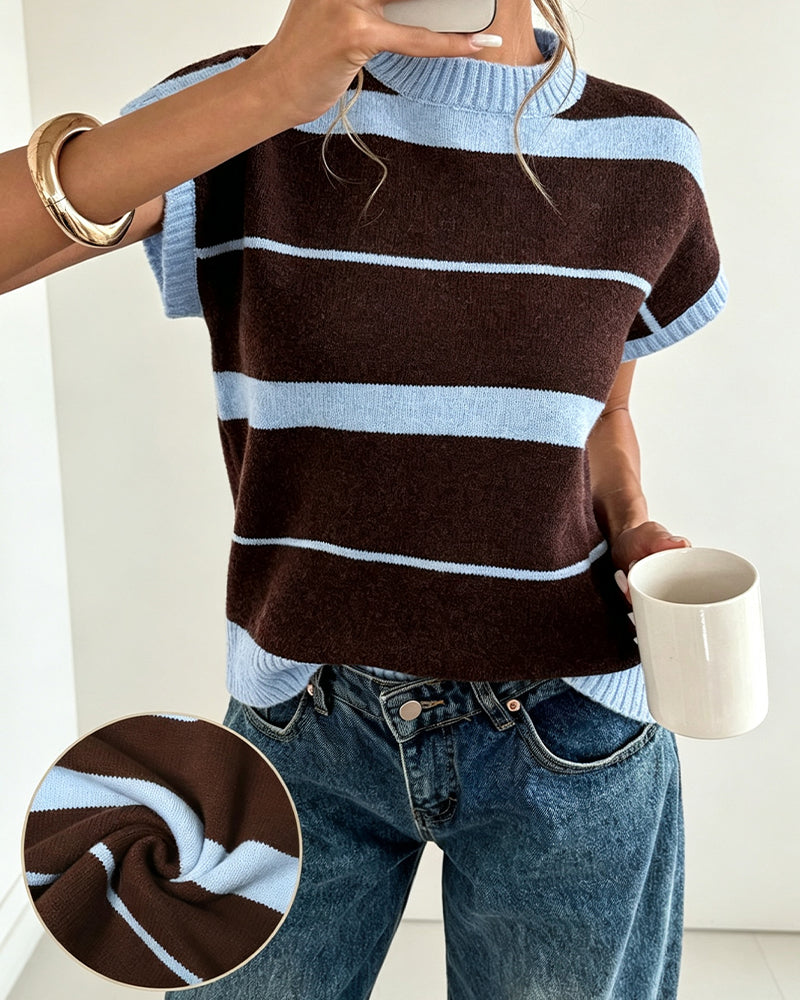 Pull Manche Courte Rayée
