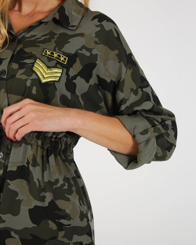 Robe à manches longues imprimée camouflage