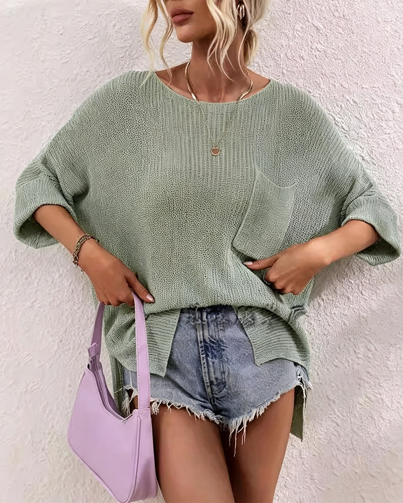 Pullover Uni Avec Poche