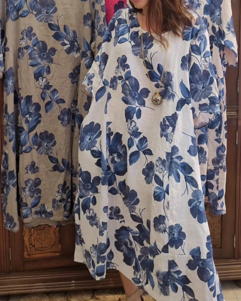 Robe décontractée avec poche à imprimé floral